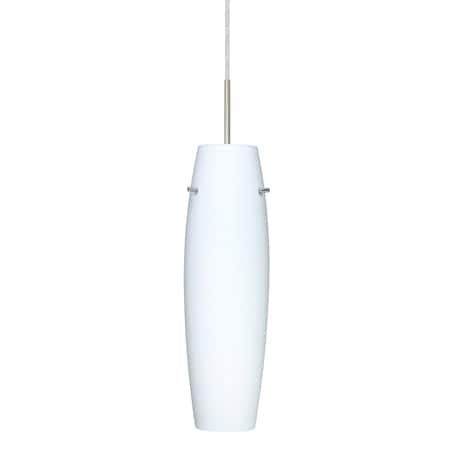 Besa Lighting Suzi Cord Pendant, Opal Matte, Satin Nickel Finish, 1x9W LED 1JT-489707-LED-SN